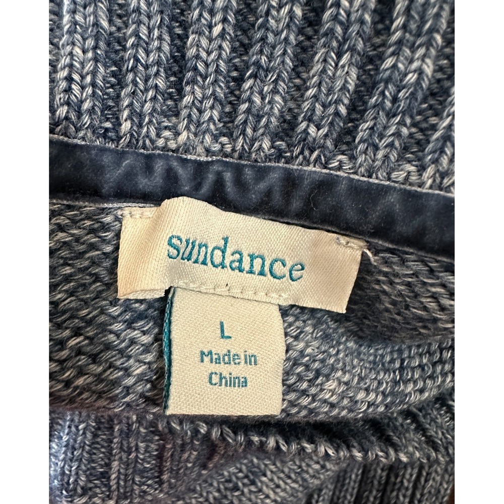 Sundance Blue Marl Knit Dolman Curved Hem Pullover Sweater Ribbed L Oversized - Picture 7 of 12